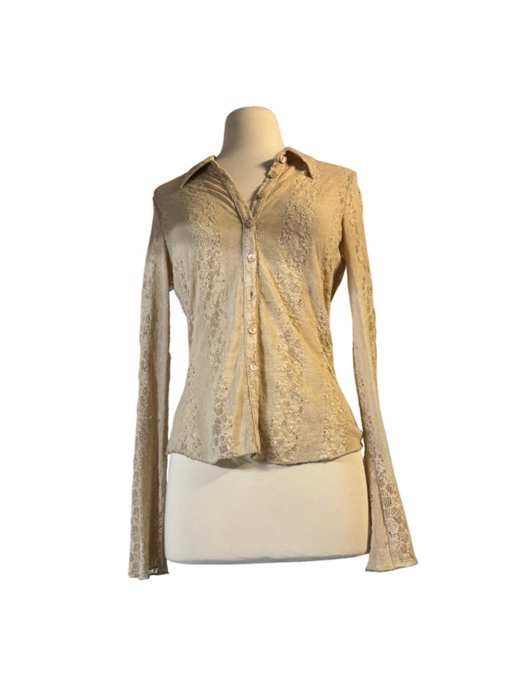 Ivory Lace Button Down Blouse